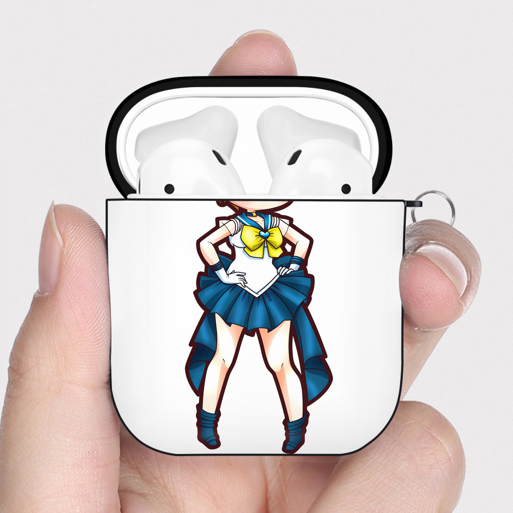 （画像用） 美少女戦士セーラームーン 天王はるか Sailor Moon Tenoh Haruka AirPods 第2世代保護ケース ハードシェル ブラック 耐衝撃・防指紋・カラビナ付き