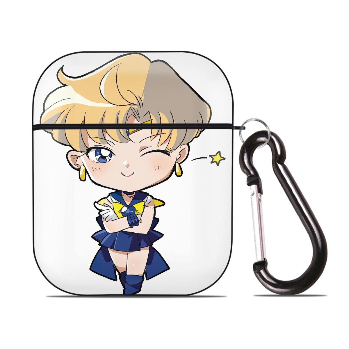 （画像用） 美少女戦士セーラームーン 天王はるか Sailor Moon Tenoh Haruka AirPods 第2世代保護ケース ハードシェル ブラック 耐衝撃・防指紋・カラビナ付き