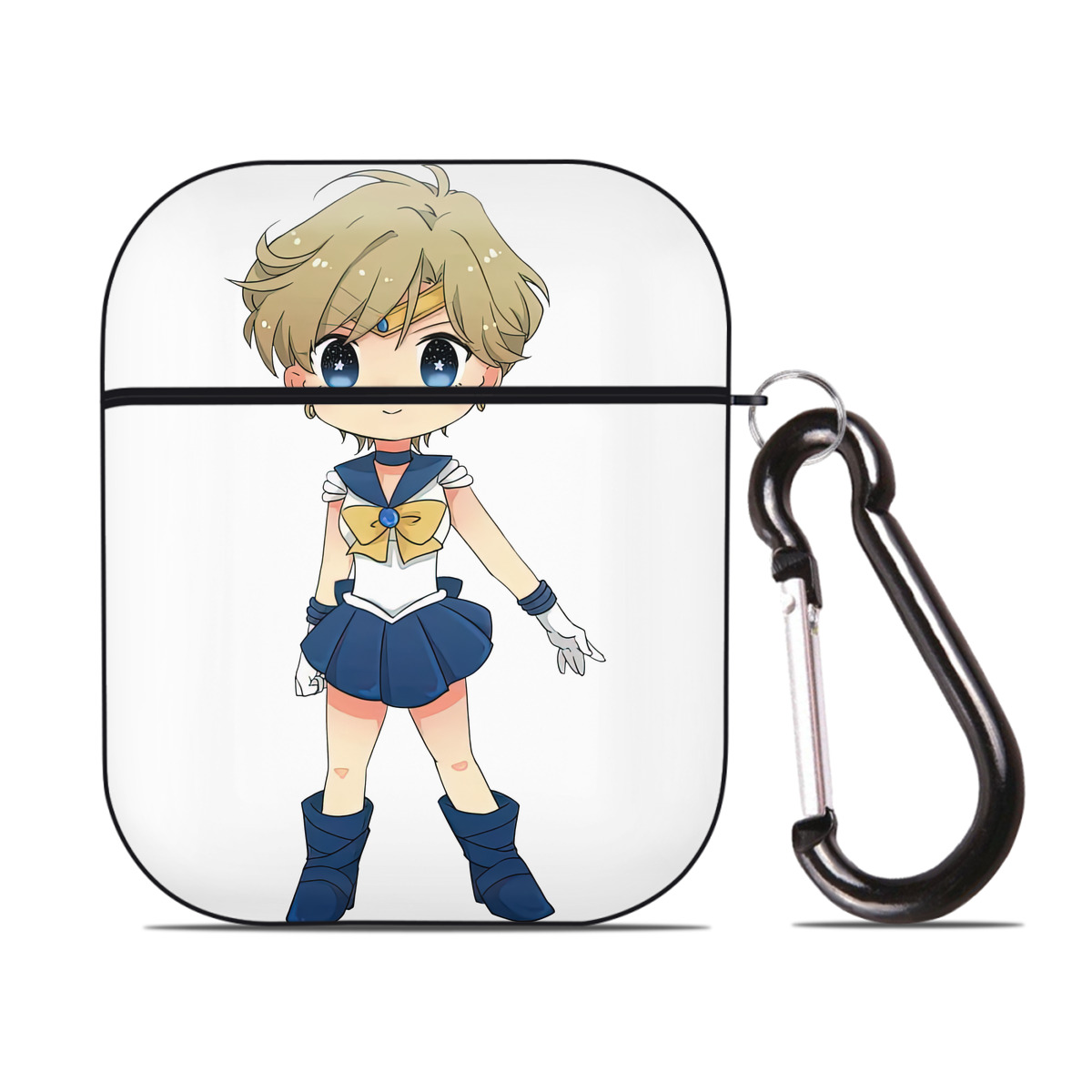 （画像用） 美少女戦士セーラームーン 天王はるか Sailor Moon Tenoh Haruka AirPods 第2世代保護ケース ハードシェル ブラック 耐衝撃・防指紋・カラビナ付き