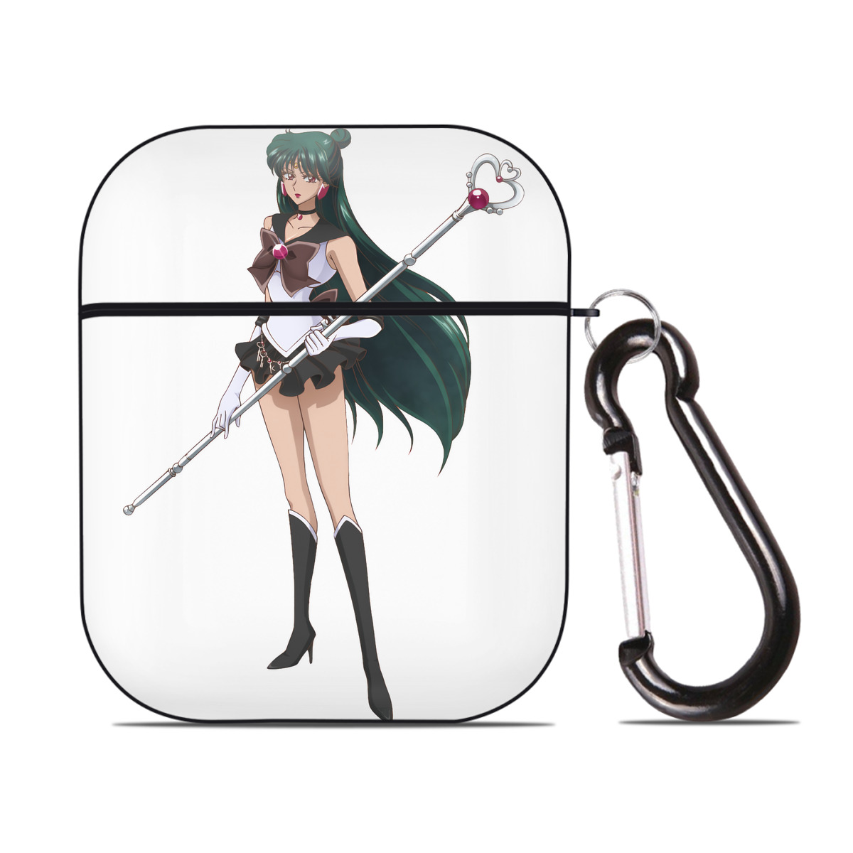 （画像用） 美少女戦士セーラームーン 冥王せつな Sailor Moon Meiou Setsuna AirPods 第2世代保護ケース ハードシェル ブラック 耐衝撃・防指紋・カラビナ付き