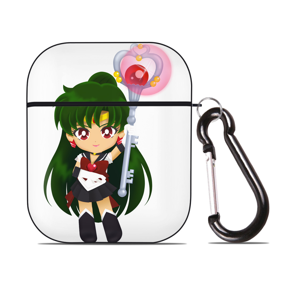 （画像用） 美少女戦士セーラームーン 冥王せつな Sailor Moon Meiou Setsuna AirPods 第2世代保護ケース ハードシェル ブラック 耐衝撃・防指紋・カラビナ付き