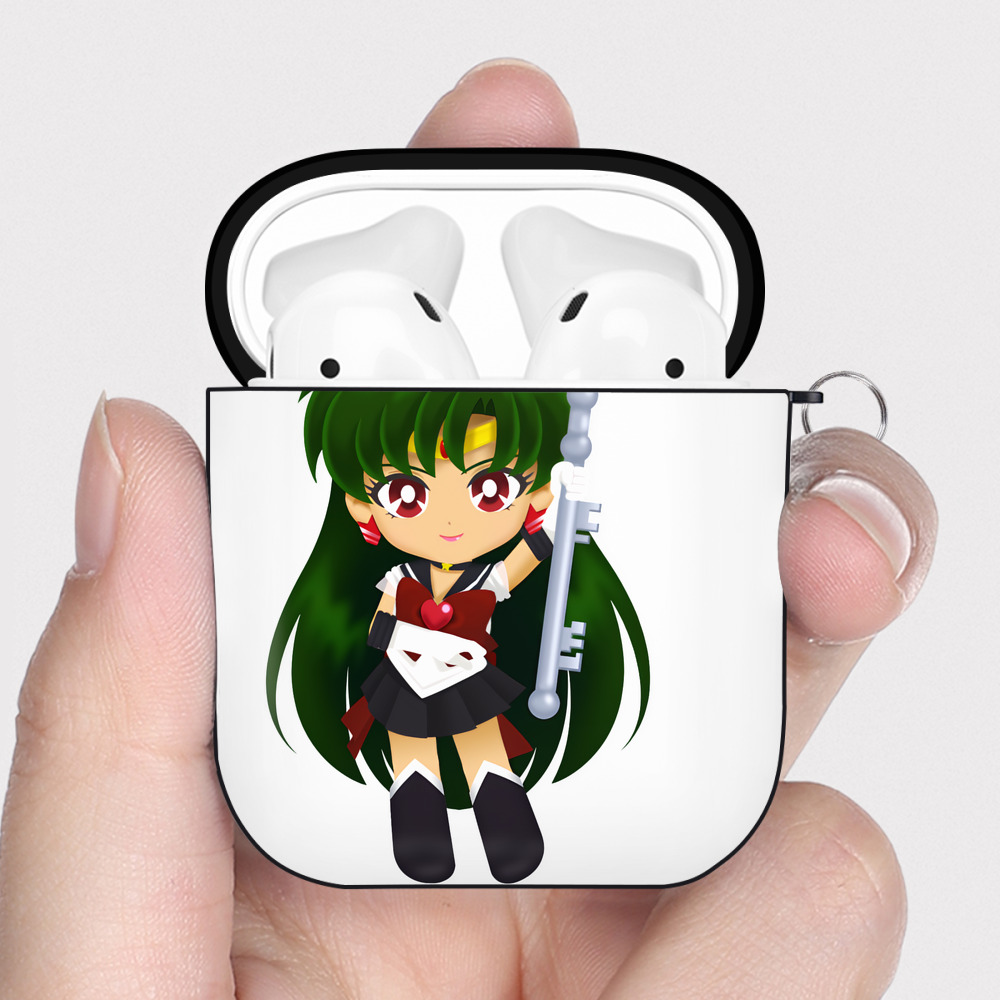 （画像用） 美少女戦士セーラームーン 冥王せつな Sailor Moon Meiou Setsuna AirPods 第2世代保護ケース ハードシェル ブラック 耐衝撃・防指紋・カラビナ付き