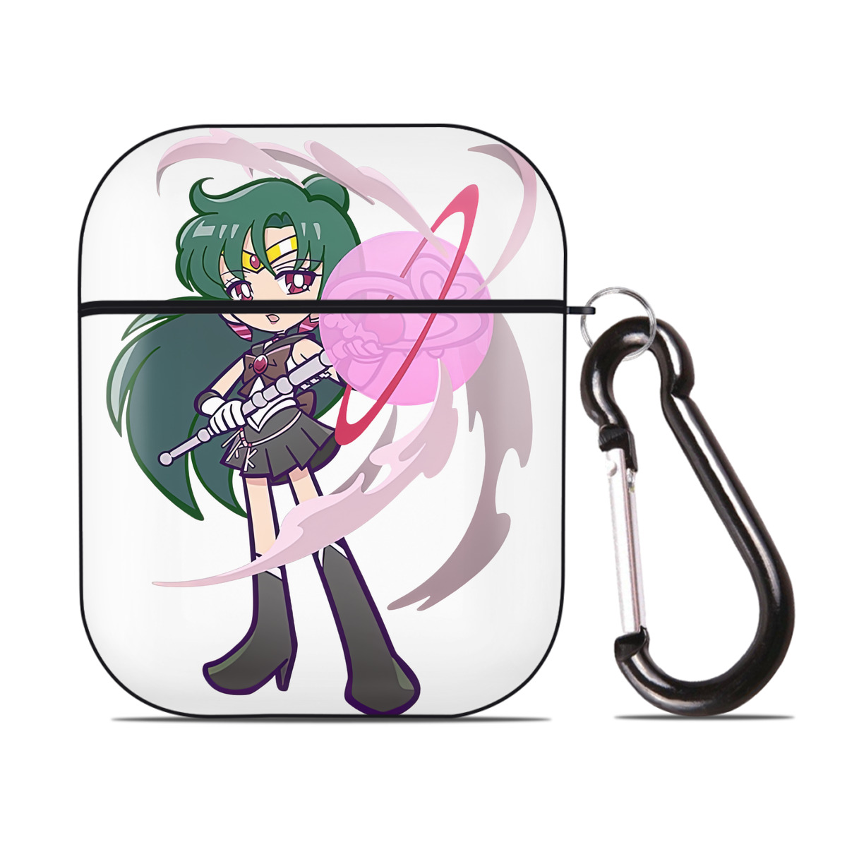 （画像用） 美少女戦士セーラームーン 冥王せつな Sailor Moon Meiou Setsuna AirPods 第2世代保護ケース ハードシェル ブラック 耐衝撃・防指紋・カラビナ付き