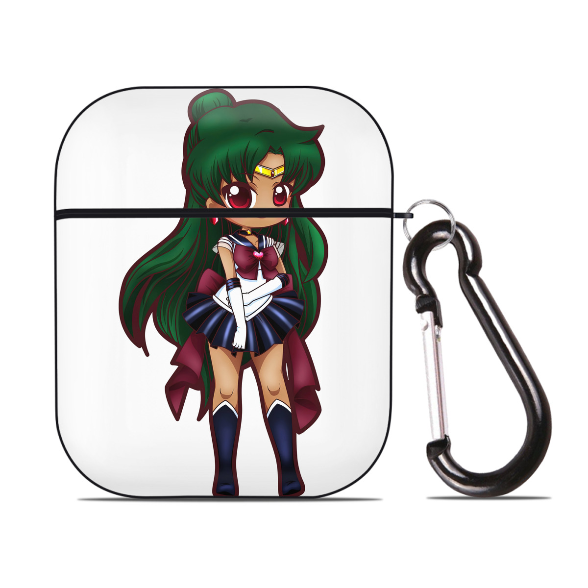 （画像用） 美少女戦士セーラームーン 冥王せつな Sailor Moon Meiou Setsuna AirPods 第2世代保護ケース ハードシェル ブラック 耐衝撃・防指紋・カラビナ付き