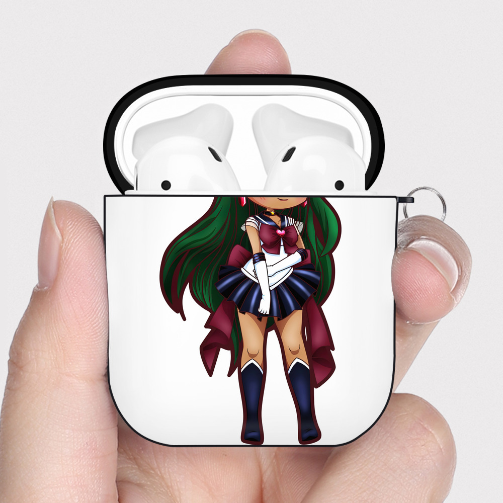 （画像用） 美少女戦士セーラームーン 冥王せつな Sailor Moon Meiou Setsuna AirPods 第2世代保護ケース ハードシェル ブラック 耐衝撃・防指紋・カラビナ付き