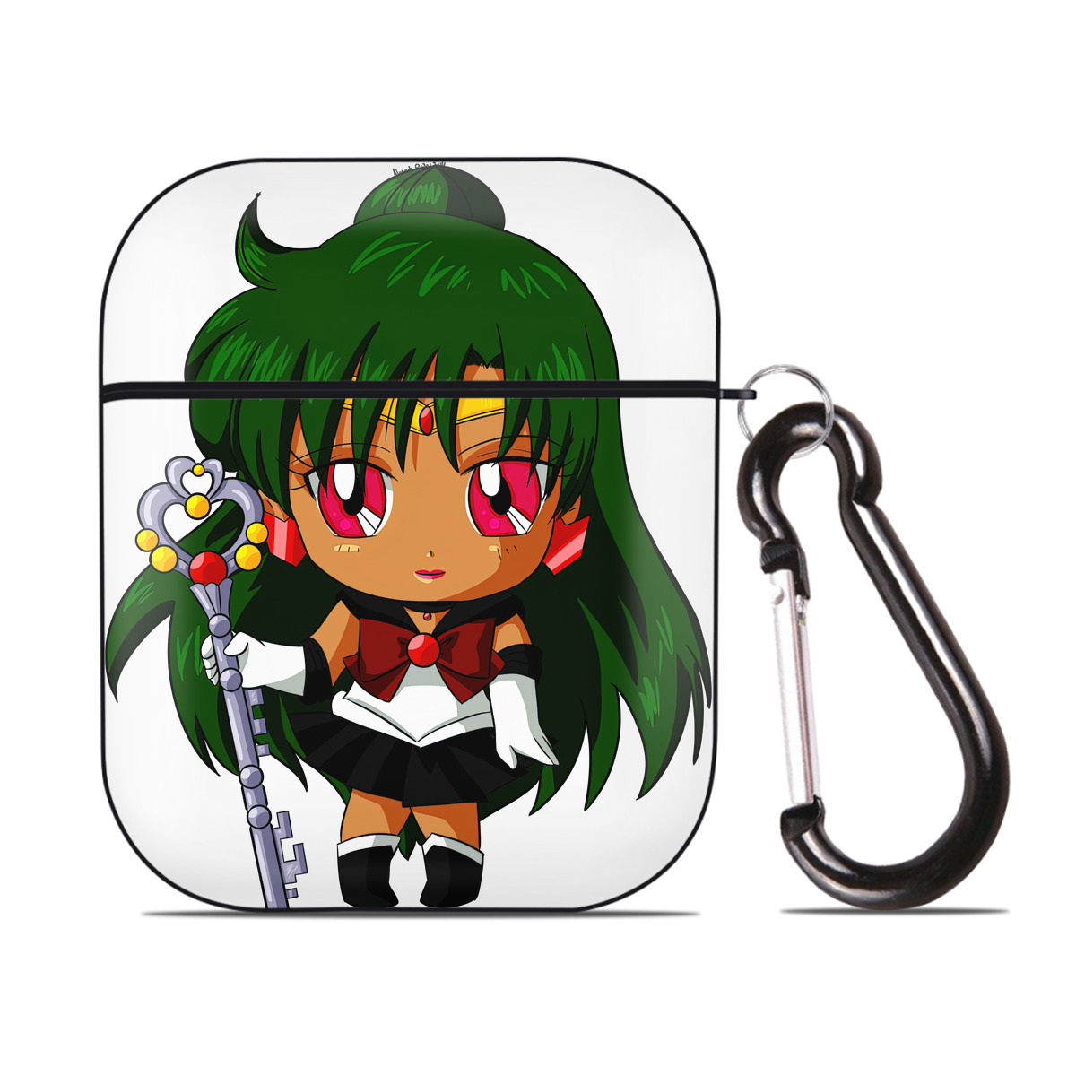 （画像用） 美少女戦士セーラームーン 冥王せつな Sailor Moon Meiou Setsuna AirPods 第2世代保護ケース ハードシェル ブラック 耐衝撃・防指紋・カラビナ付き