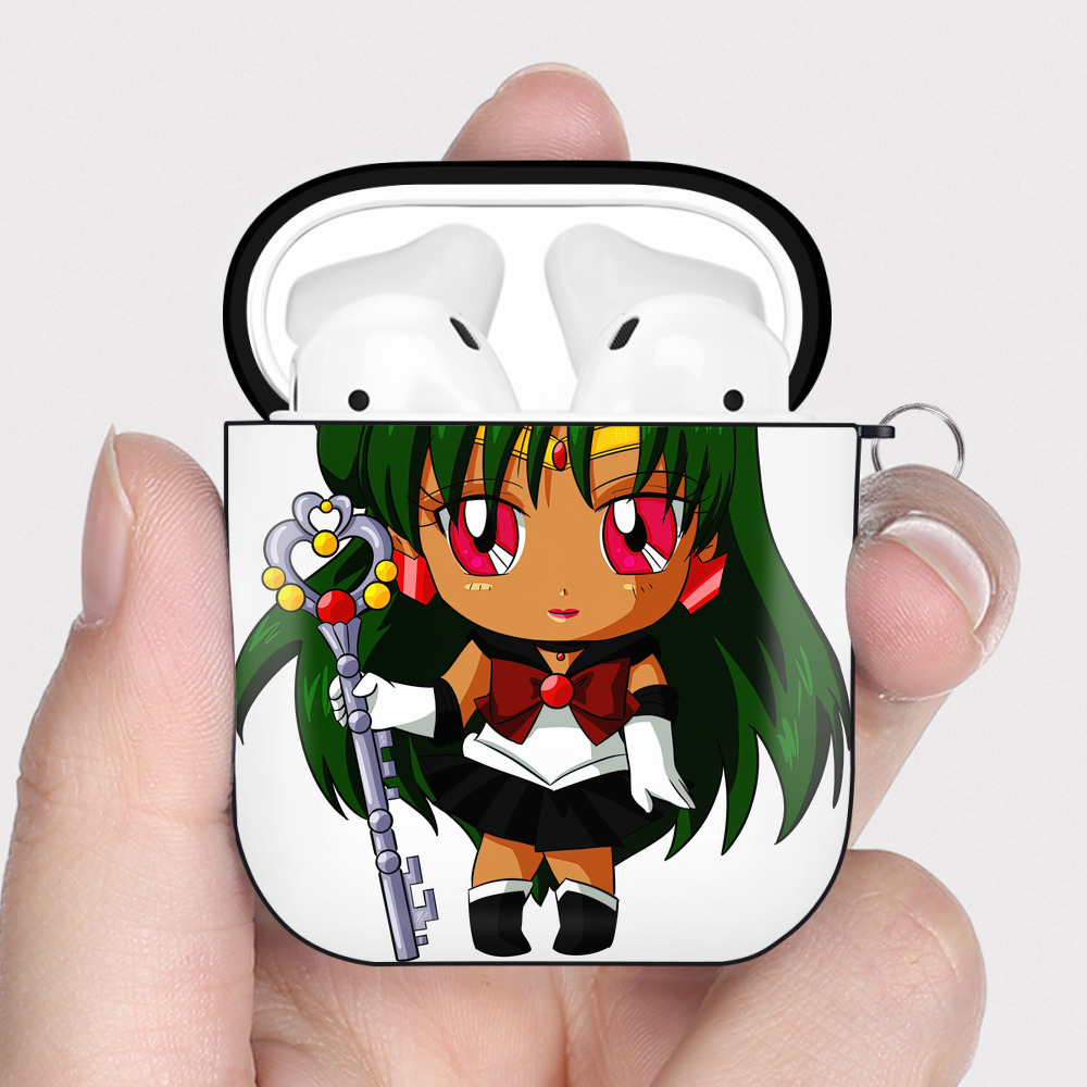 （画像用） 美少女戦士セーラームーン 冥王せつな Sailor Moon Meiou Setsuna AirPods 第2世代保護ケース ハードシェル ブラック 耐衝撃・防指紋・カラビナ付き