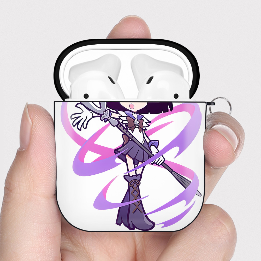 （画像用） 美少女戦士セーラームーン 土萠ほたる Sailor Moon Tomoe Hotaru （セーラーサターン；Sailor Saturn） AirPods 第2世代保護ケース ハードシェル ブラック 耐衝撃・防指紋・カラビナ付き