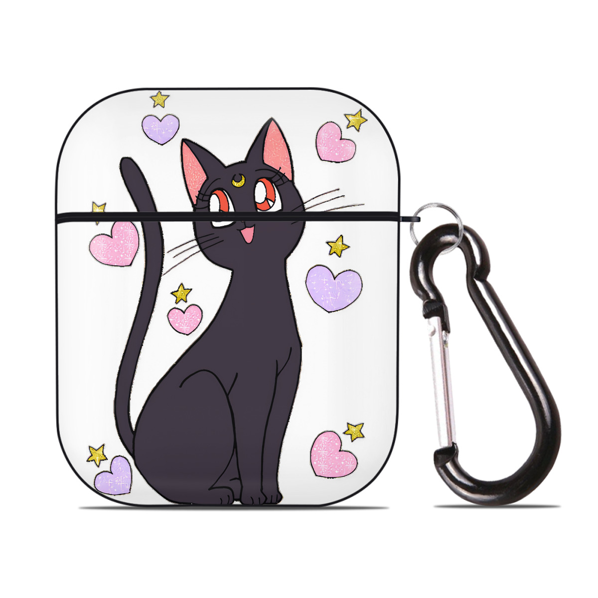 （画像用） 美少女戦士セーラームーン Sailor Moon AirPods 第2世代保護ケース ハードシェル ブラック 耐衝撃・防指紋・カラビナ付き