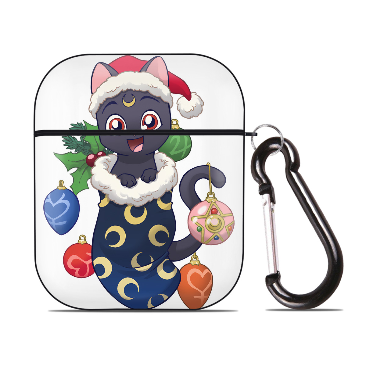 （画像用） 美少女戦士セーラームーン Sailor Moon AirPods 第2世代保護ケース ハードシェル ブラック 耐衝撃・防指紋・カラビナ付き