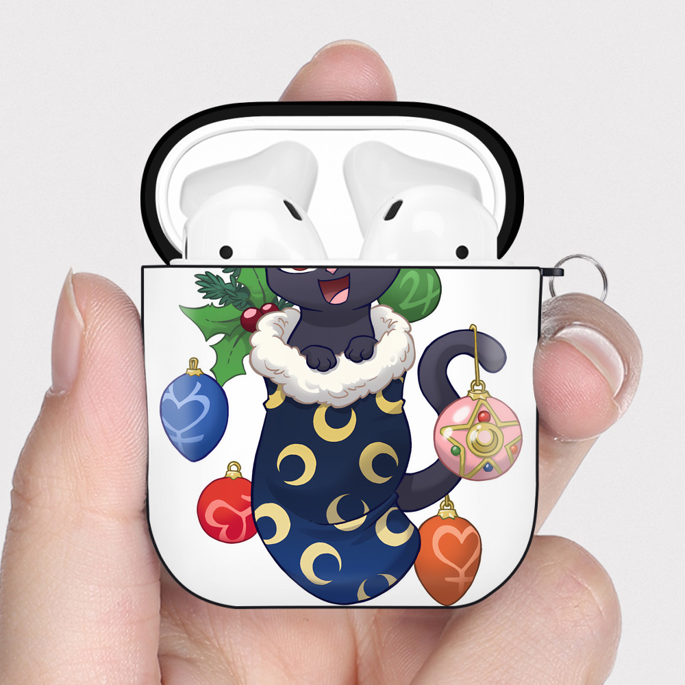 （画像用） 美少女戦士セーラームーン Sailor Moon AirPods 第2世代保護ケース ハードシェル ブラック 耐衝撃・防指紋・カラビナ付き
