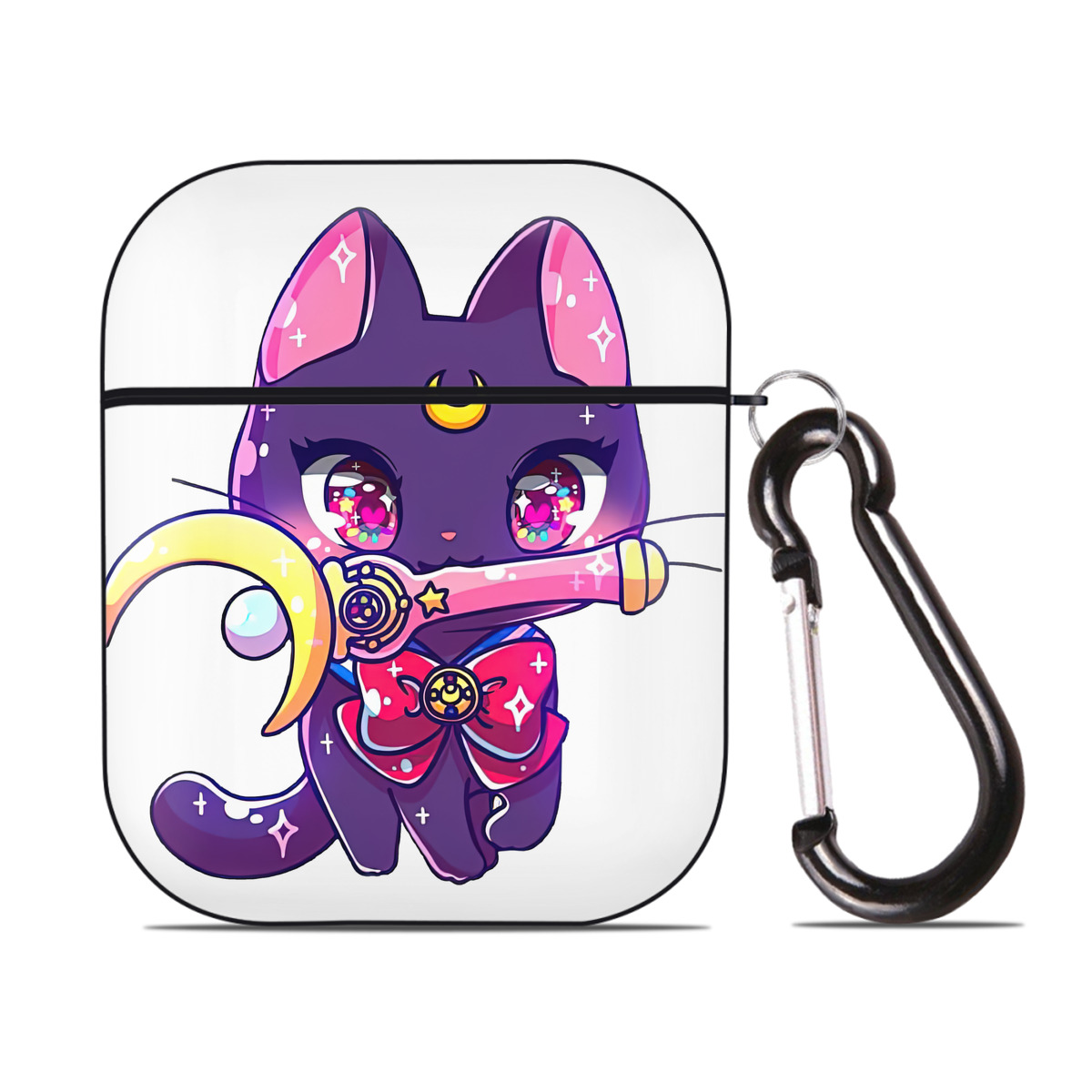 （画像用） 美少女戦士セーラームーン Sailor Moon AirPods 第2世代保護ケース ハードシェル ブラック 耐衝撃・防指紋・カラビナ付き