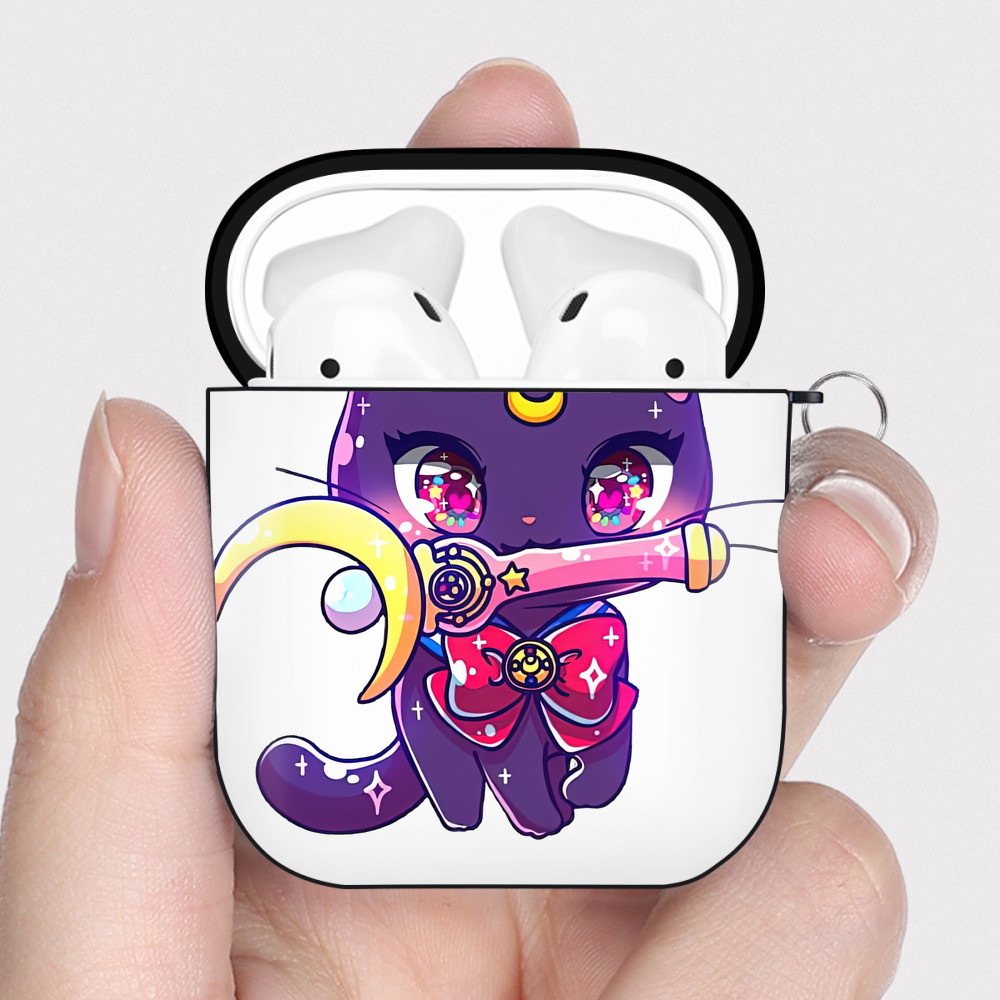 （画像用） 美少女戦士セーラームーン Sailor Moon AirPods 第2世代保護ケース ハードシェル ブラック 耐衝撃・防指紋・カラビナ付き