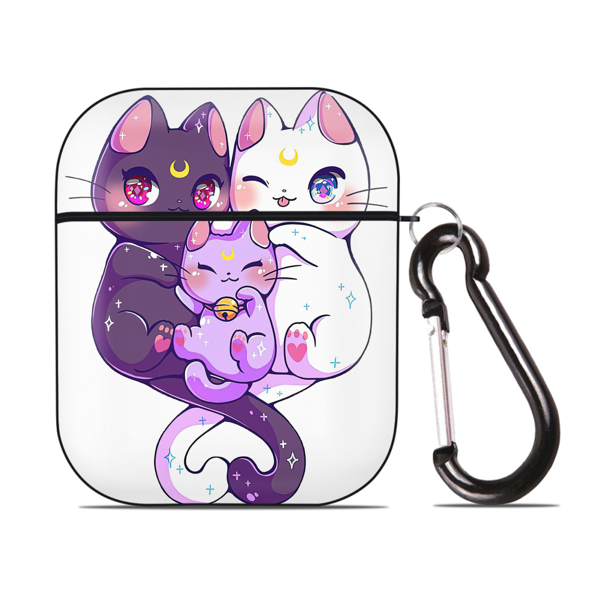 （画像用） 美少女戦士セーラームーン Sailor Moon AirPods 第2世代保護ケース ハードシェル ブラック 耐衝撃・防指紋・カラビナ付き