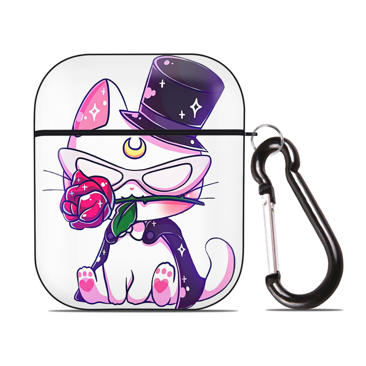 （画像用） 美少女戦士セーラームーン Sailor Moon AirPods 第2世代保護ケース ハードシェル ブラック 耐衝撃・防指紋・カラビナ付き