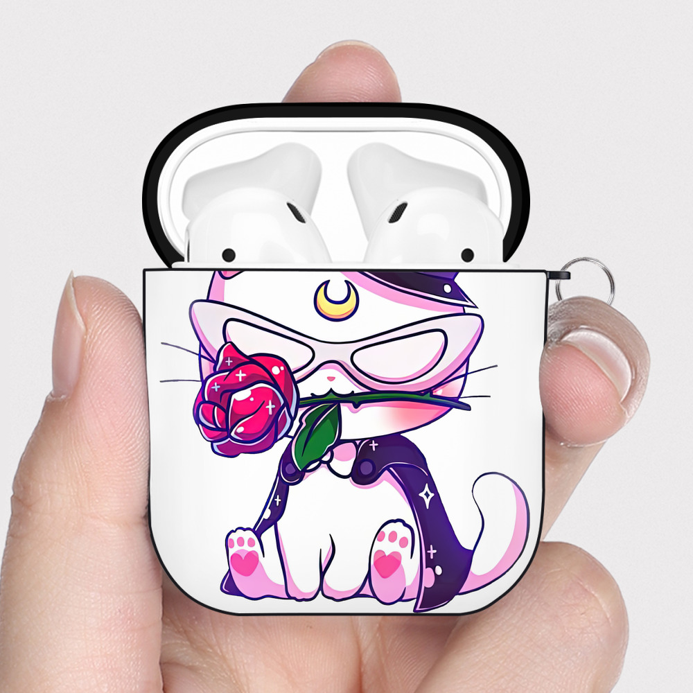 （画像用） 美少女戦士セーラームーン Sailor Moon AirPods 第2世代保護ケース ハードシェル ブラック 耐衝撃・防指紋・カラビナ付き
