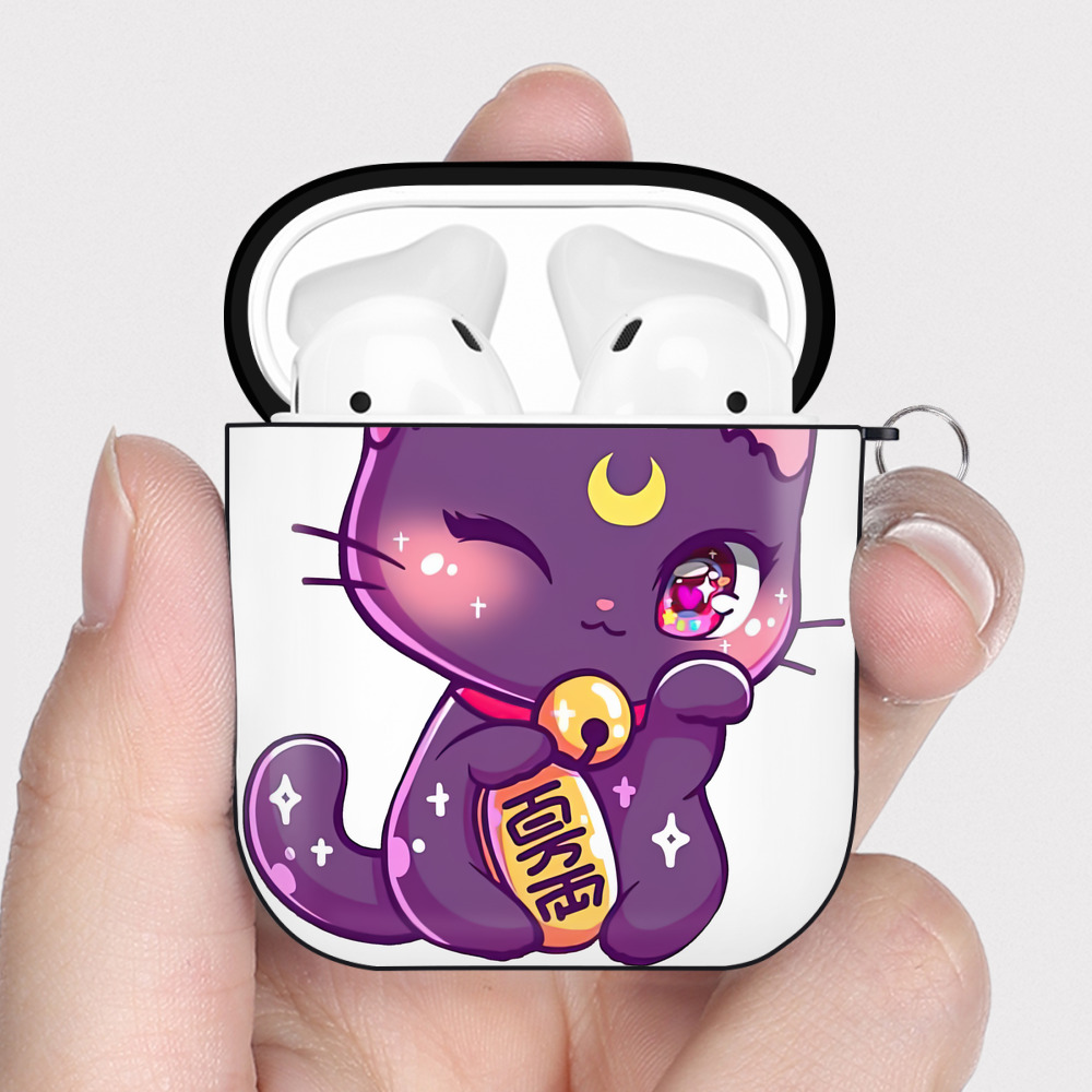 （画像用） 美少女戦士セーラームーン Sailor Moon AirPods 第2世代保護ケース ハードシェル ブラック 耐衝撃・防指紋・カラビナ付き