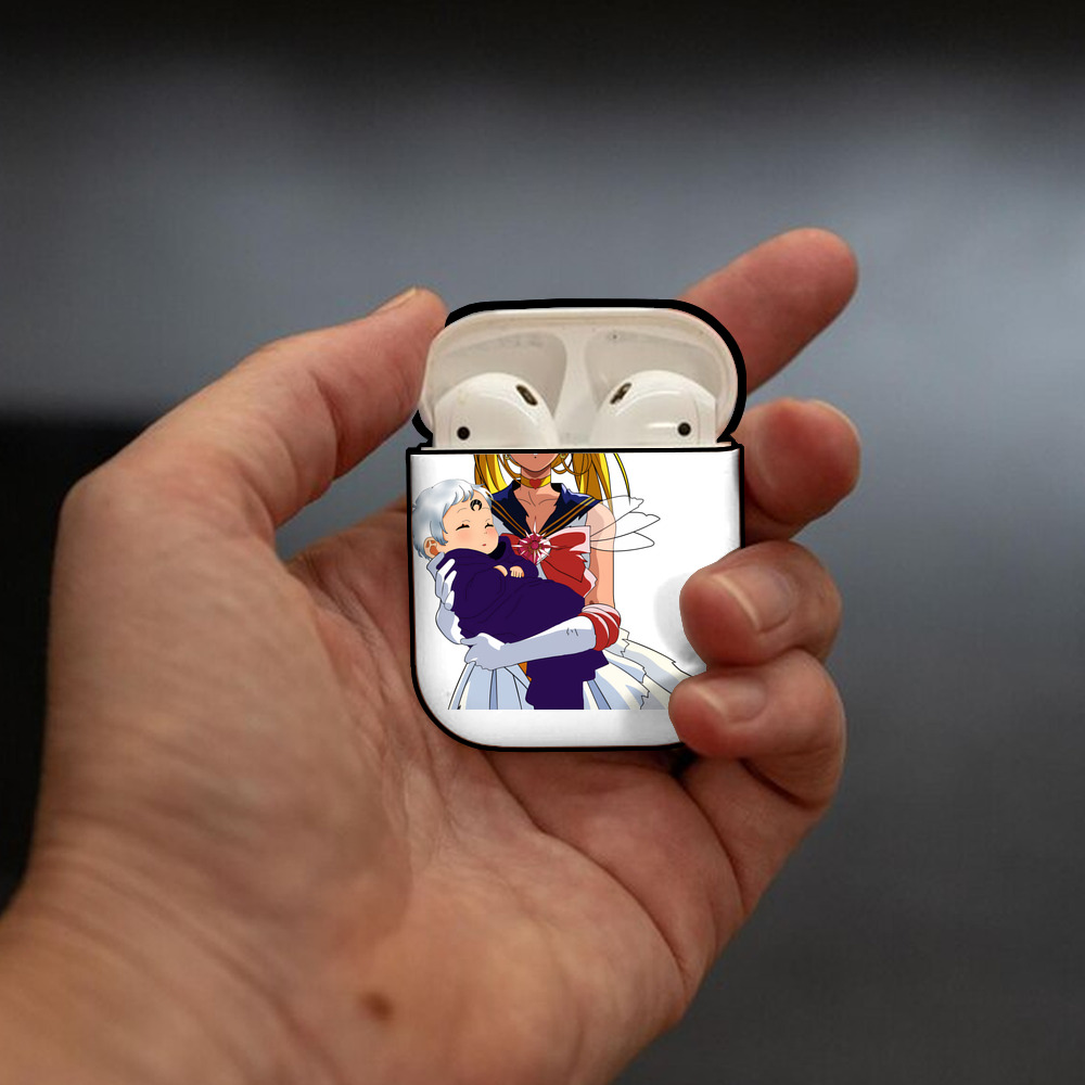 美少女戦士セーラームーン 月野 うさぎ つきの うさぎ Sailor Moon Tsukino Usagi AirPods 第2世代保護ケース ハードシェル ブラック 耐衝撃・防指紋・カラビナ付き