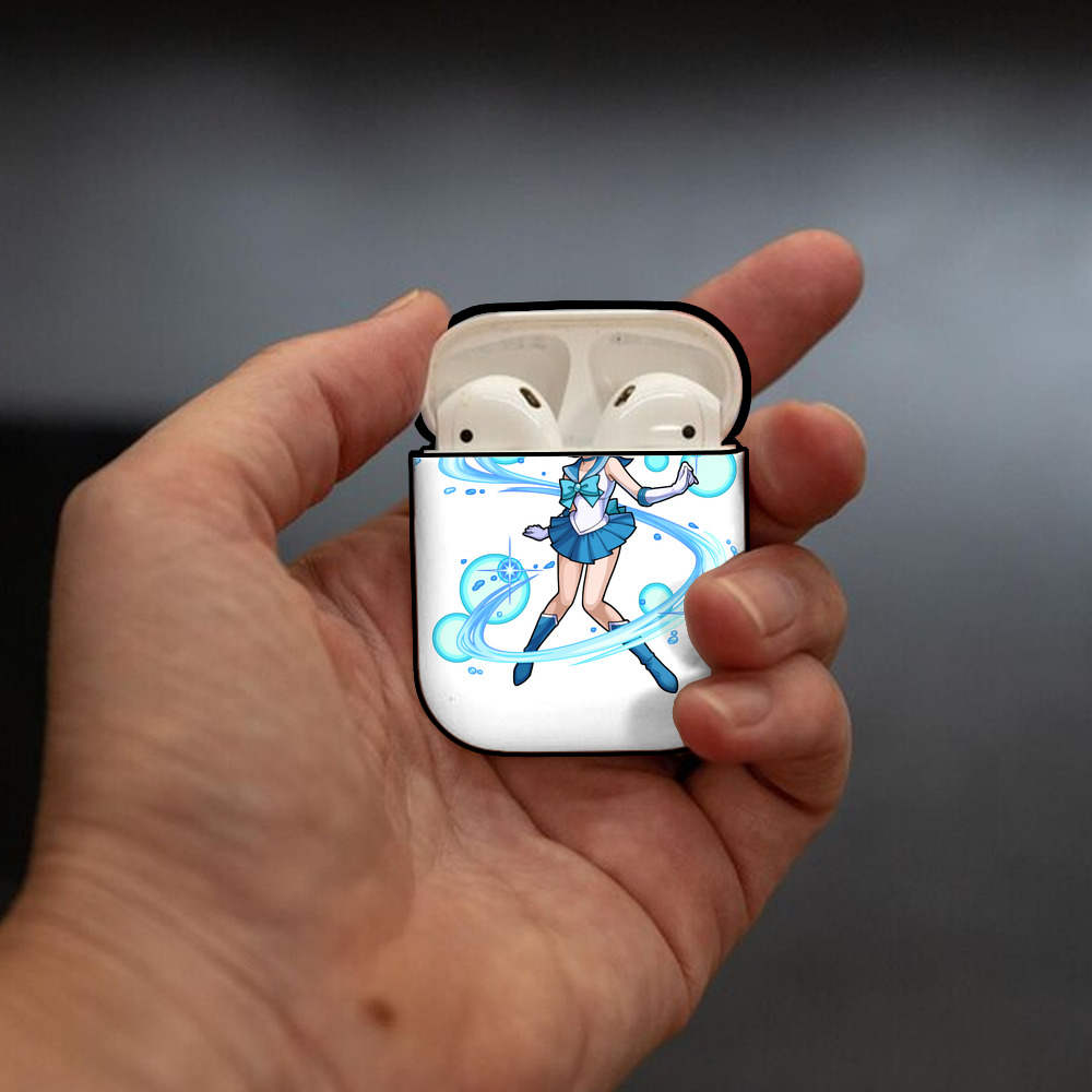 美少女戦士セーラームーン 水野 亜美 みずの あみ Sailor Moon Mizuno Ami AirPods 第2世代保護ケース ハードシェル ブラック 耐衝撃・防指紋・カラビナ付き