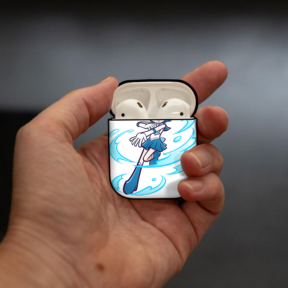 美少女戦士セーラームーン 水野 亜美 みずの あみ Sailor Moon Mizuno Ami AirPods 第2世代保護ケース ハードシェル ブラック 耐衝撃・防指紋・カラビナ付き