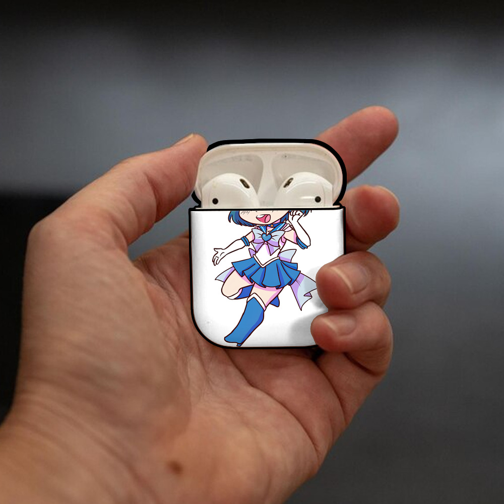 美少女戦士セーラームーン 水野 亜美 みずの あみ Sailor Moon Mizuno Ami AirPods 第2世代保護ケース ハードシェル ブラック 耐衝撃・防指紋・カラビナ付き