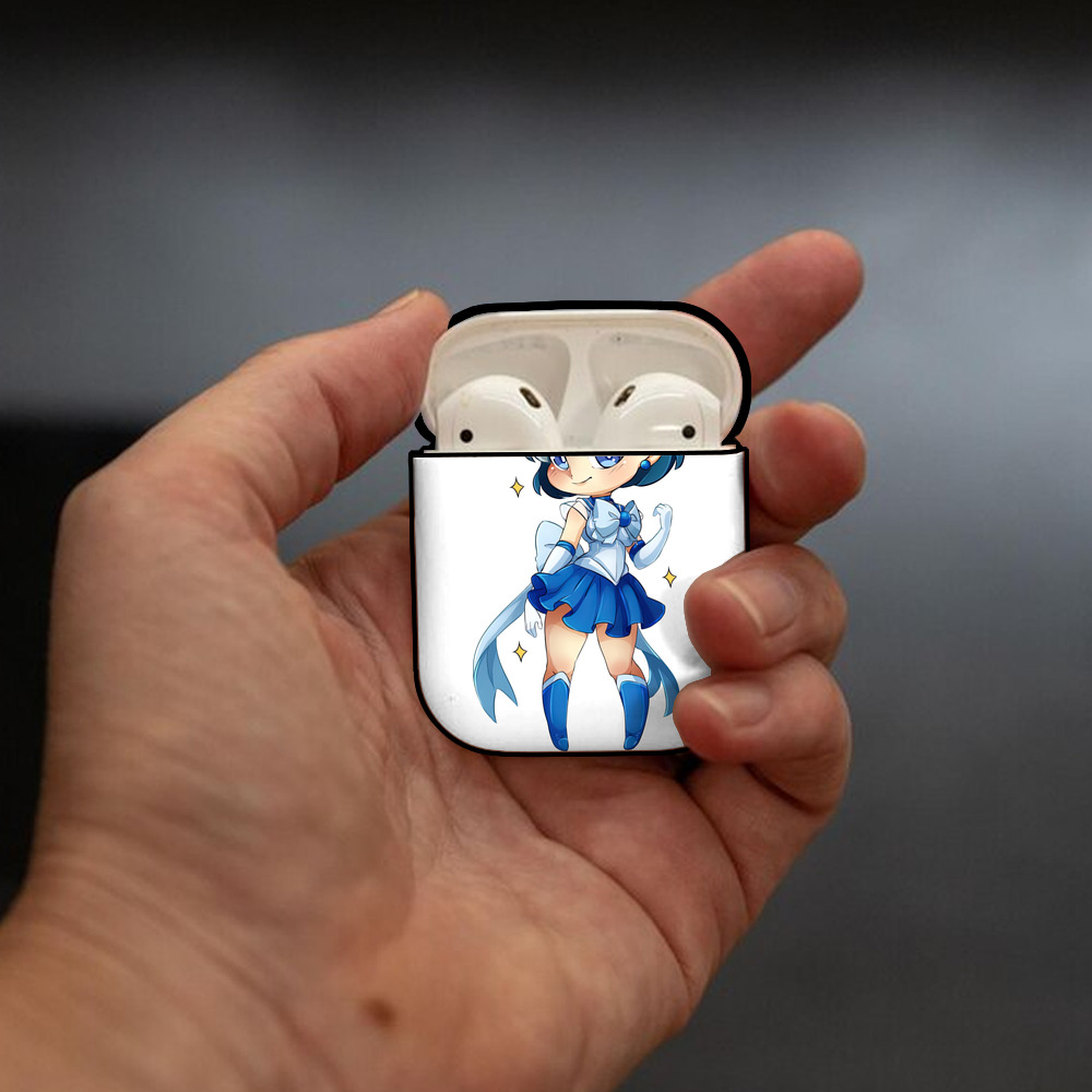 美少女戦士セーラームーン 水野 亜美 みずの あみ Sailor Moon Mizuno Ami AirPods 第2世代保護ケース ハードシェル ブラック 耐衝撃・防指紋・カラビナ付き
