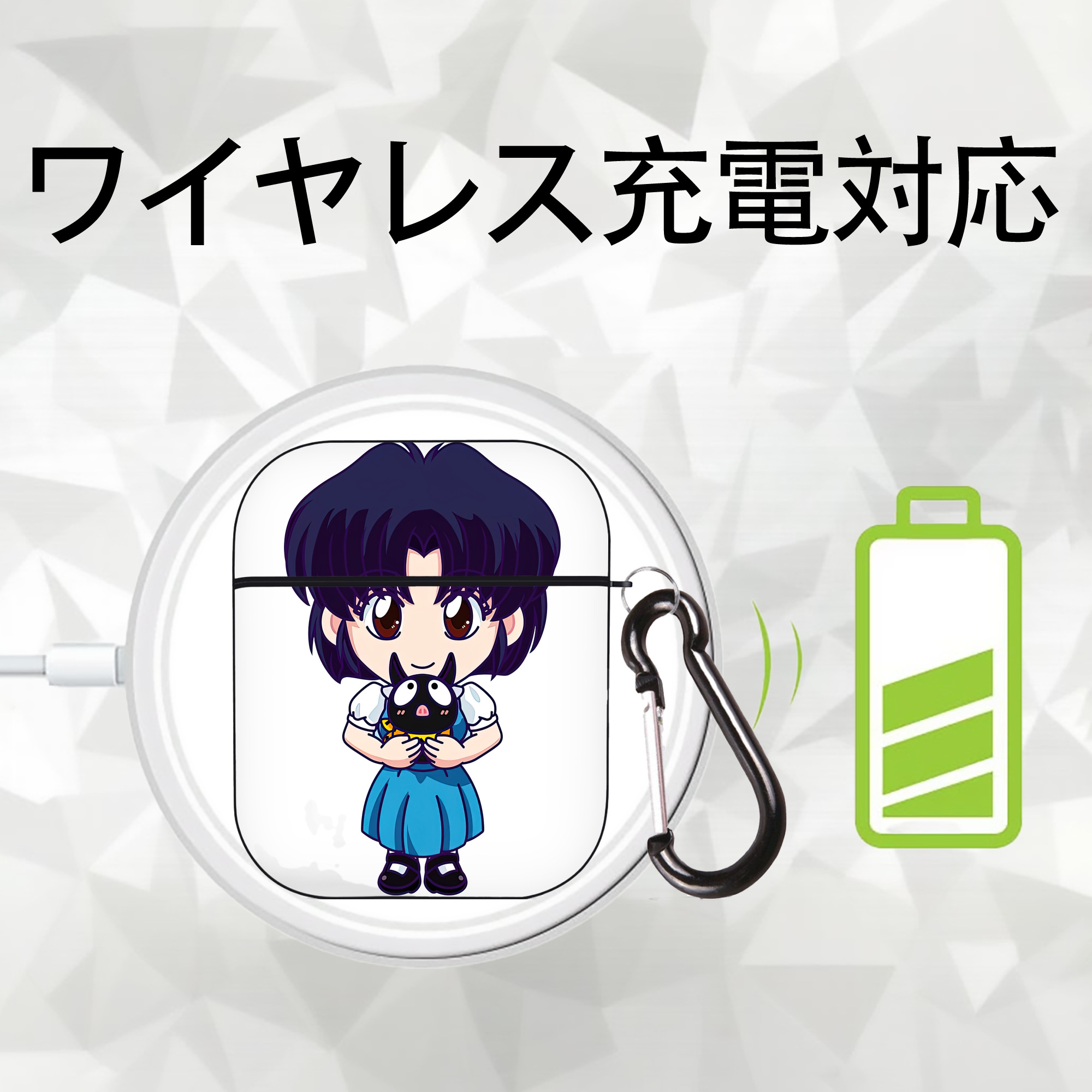 美少女戦士セーラームーン 水野 亜美 みずの あみ Sailor Moon Mizuno Ami AirPods 第2世代保護ケース ハードシェル ブラック 耐衝撃・防指紋・カラビナ付き