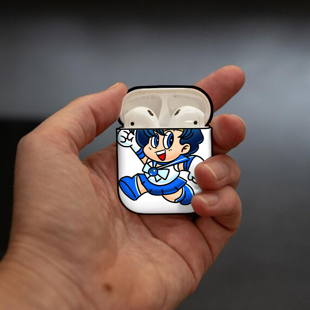 美少女戦士セーラームーン 水野 亜美 みずの あみ Sailor Moon Mizuno Ami AirPods 第2世代保護ケース ハードシェル ブラック 耐衝撃・防指紋・カラビナ付き