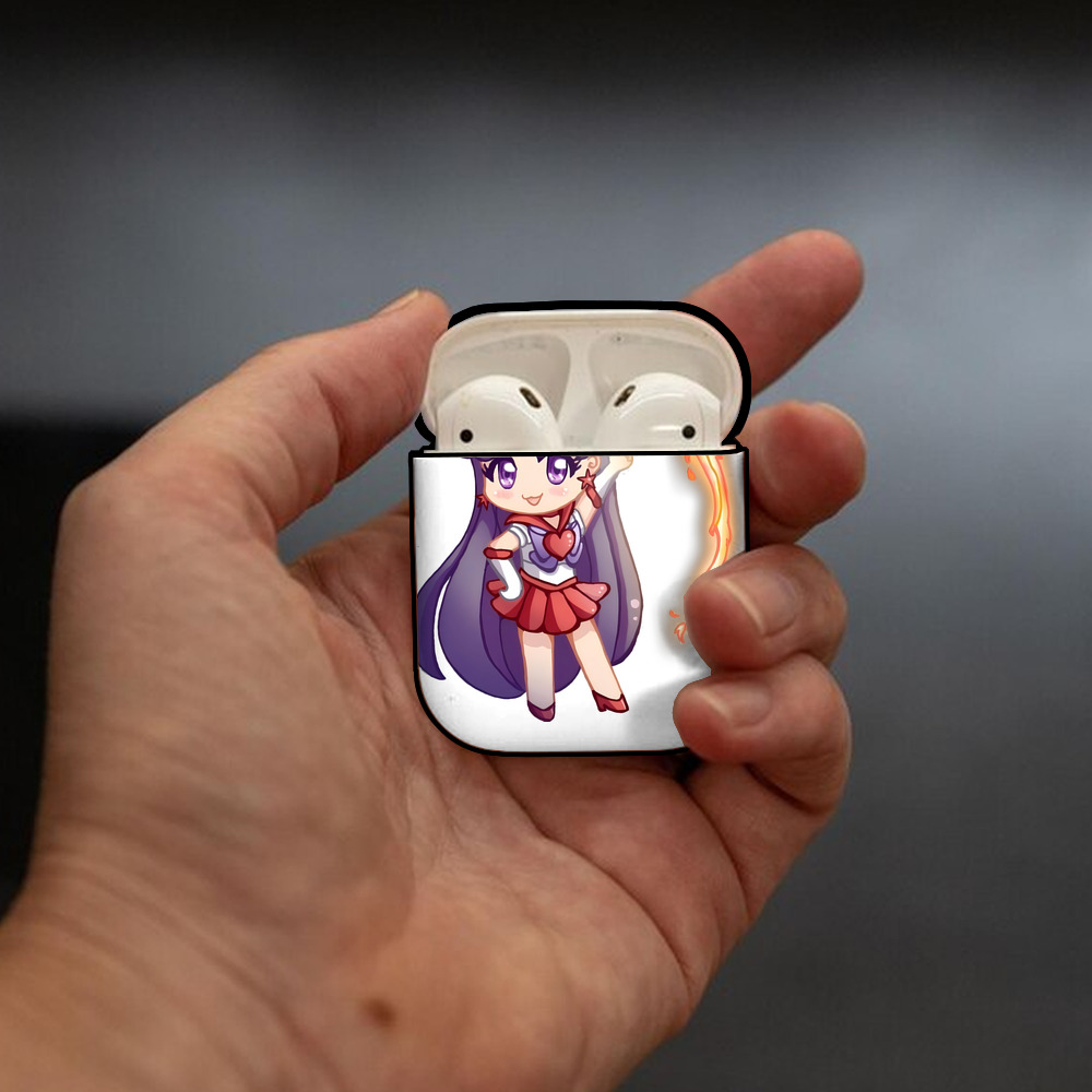 美少女戦士セーラームーン 火野レイ ひの レイ Sailor Moon Hino Rei （セーラーマーズ,Sailor Mars） AirPods 第2世代保護ケース ハードシェル ブラック 耐衝撃・防指紋・カラビナ付き