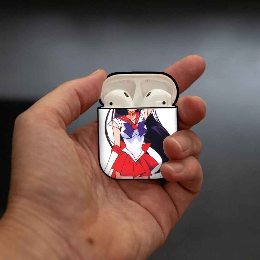 美少女戦士セーラームーン 火野レイ ひの レイ Sailor Moon Hino Rei （セーラーマーズ,Sailor Mars） AirPods 第2世代保護ケース ハードシェル ブラック 耐衝撃・防指紋・カラビナ付き