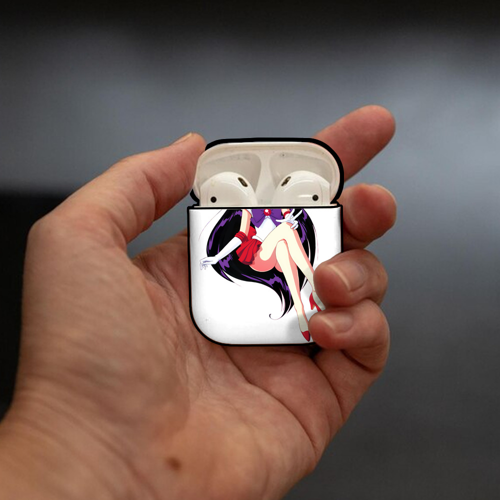 美少女戦士セーラームーン 火野レイ ひの レイ Sailor Moon Hino Rei （セーラーマーズ,Sailor Mars） AirPods 第2世代保護ケース ハードシェル ブラック 耐衝撃・防指紋・カラビナ付き