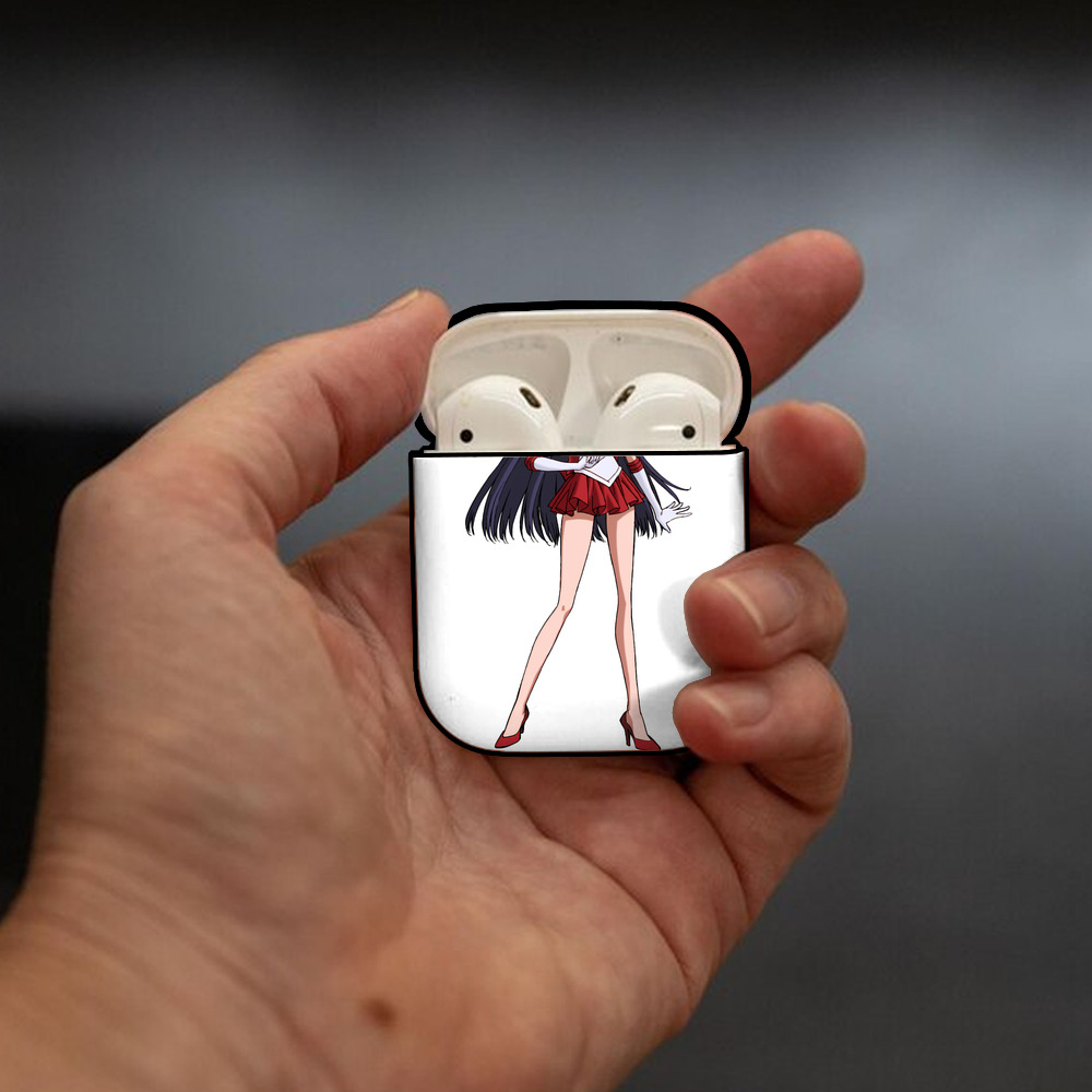 美少女戦士セーラームーン 火野レイ ひの レイ Sailor Moon Hino Rei （セーラーマーズ,Sailor Mars） AirPods 第2世代保護ケース ハードシェル ブラック 耐衝撃・防指紋・カラビナ付き