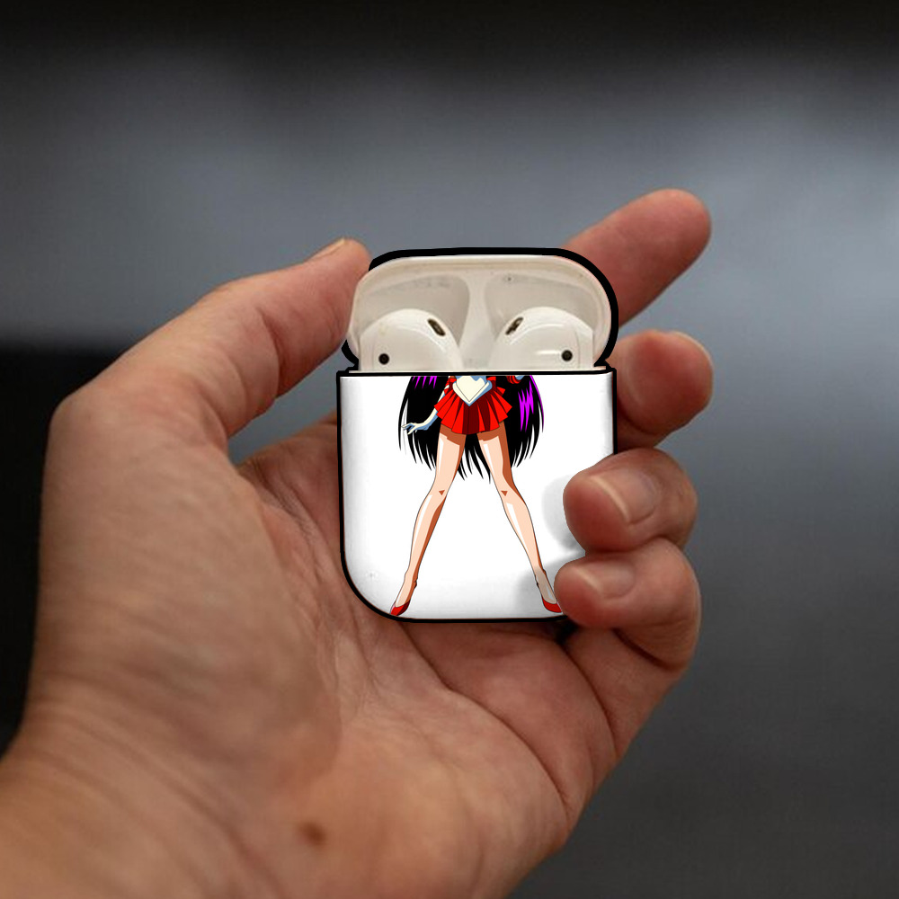 美少女戦士セーラームーン 火野レイ ひの レイ Sailor Moon Hino Rei （セーラーマーズ,Sailor Mars） AirPods 第2世代保護ケース ハードシェル ブラック 耐衝撃・防指紋・カラビナ付き