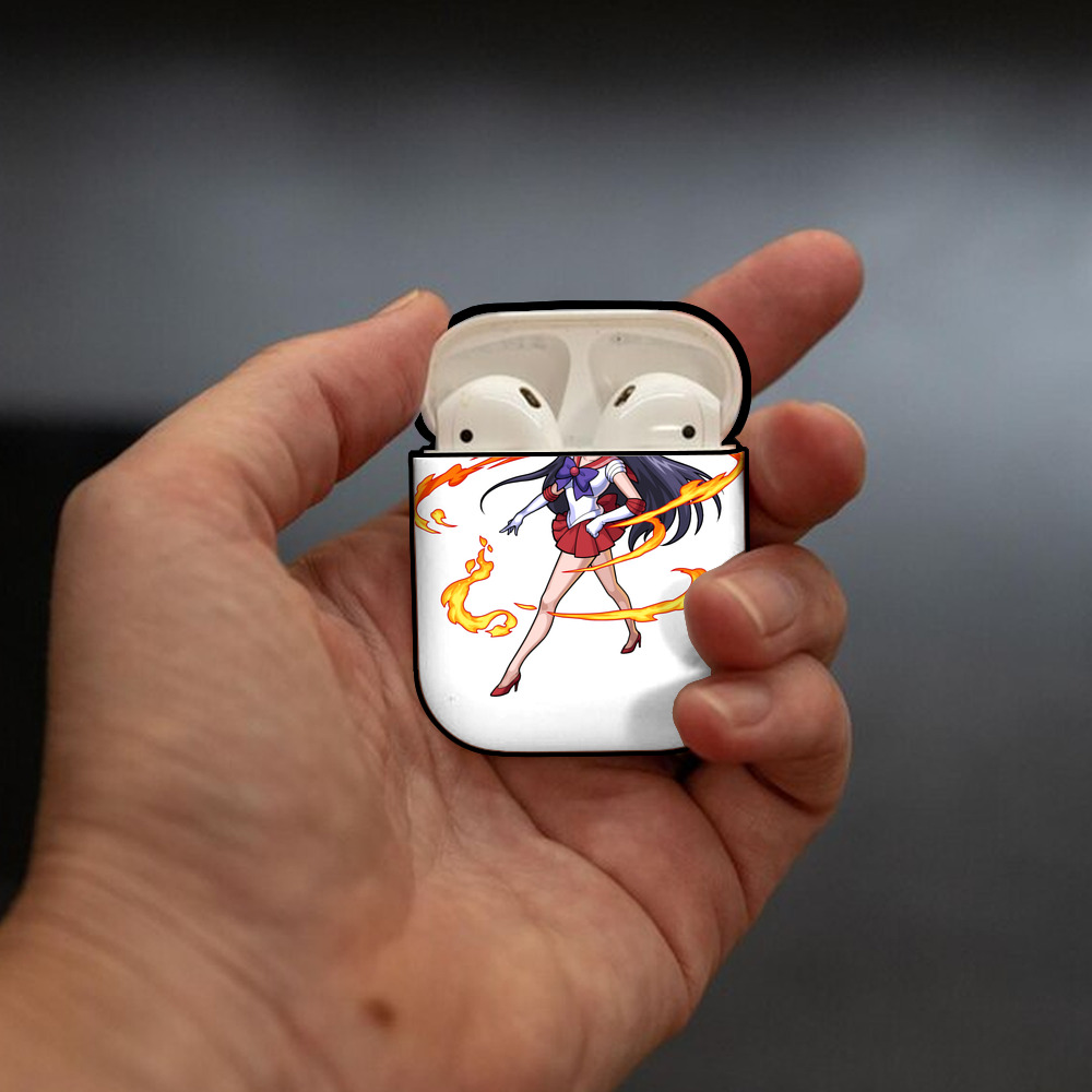 美少女戦士セーラームーン 火野レイ ひの レイ Sailor Moon Hino Rei （セーラーマーズ,Sailor Mars） AirPods 第2世代保護ケース ハードシェル ブラック 耐衝撃・防指紋・カラビナ付き
