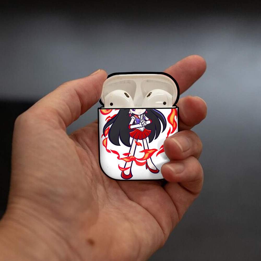 美少女戦士セーラームーン 火野レイ ひの レイ Sailor Moon Hino Rei （セーラーマーズ,Sailor Mars） AirPods 第2世代保護ケース ハードシェル ブラック 耐衝撃・防指紋・カラビナ付き
