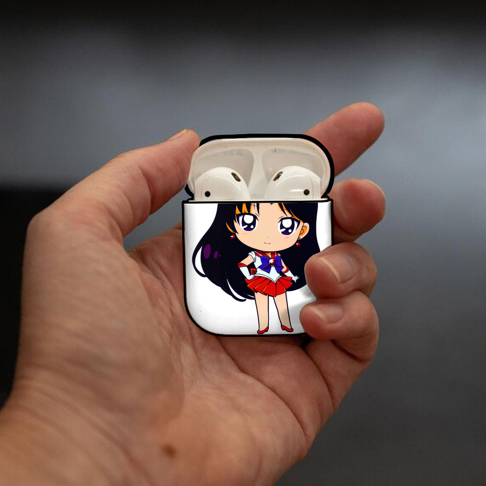 美少女戦士セーラームーン 火野レイ ひの レイ Sailor Moon Hino Rei （セーラーマーズ,Sailor Mars） AirPods 第2世代保護ケース ハードシェル ブラック 耐衝撃・防指紋・カラビナ付き