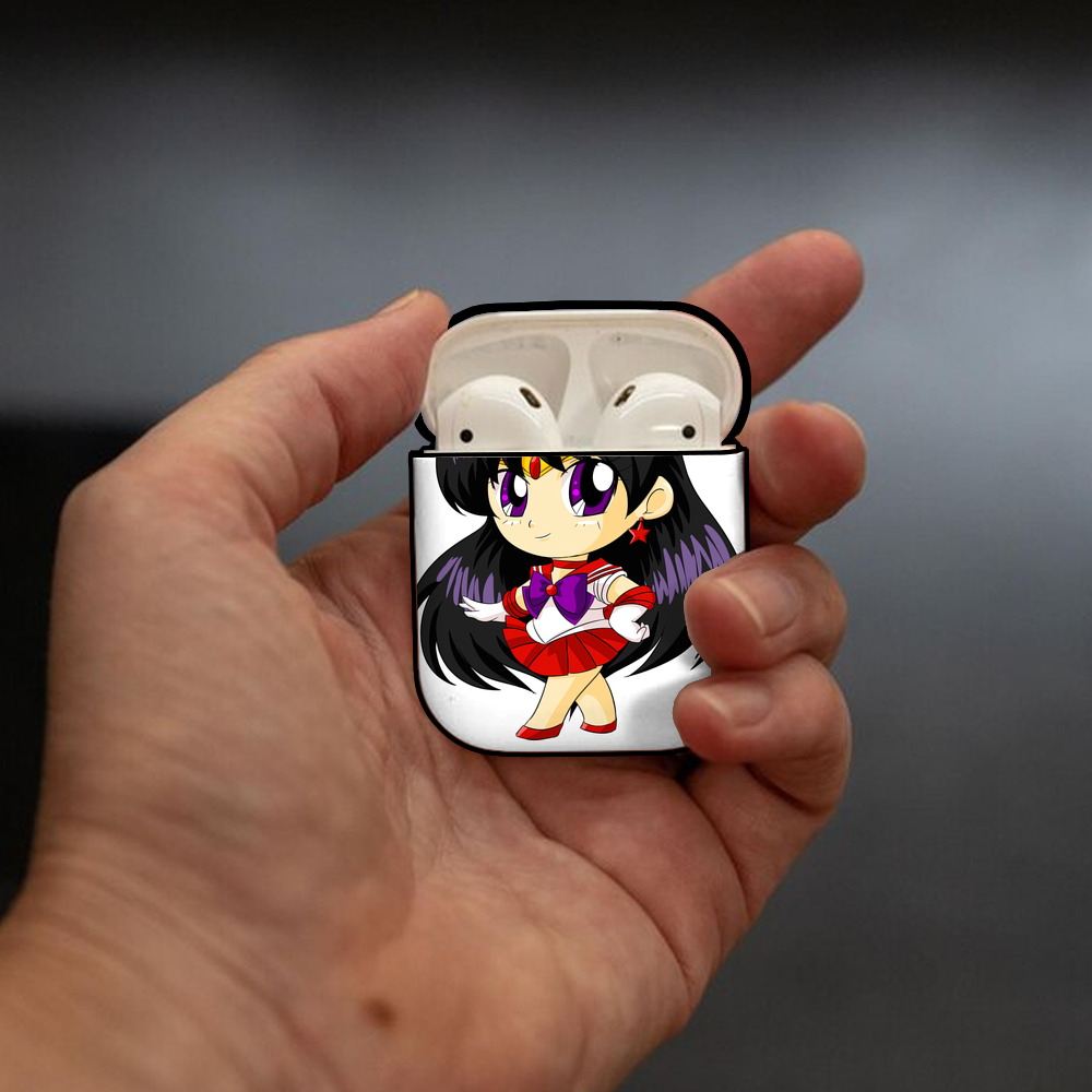 美少女戦士セーラームーン 火野レイ ひの レイ Sailor Moon Hino Rei （セーラーマーズ,Sailor Mars） AirPods 第2世代保護ケース ハードシェル ブラック 耐衝撃・防指紋・カラビナ付き