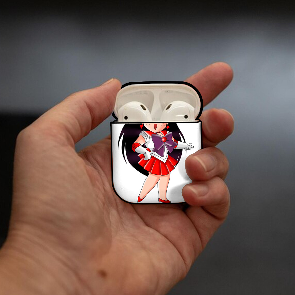 美少女戦士セーラームーン 火野レイ ひの レイ Sailor Moon Hino Rei （セーラーマーズ,Sailor Mars） AirPods 第2世代保護ケース ハードシェル ブラック 耐衝撃・防指紋・カラビナ付き