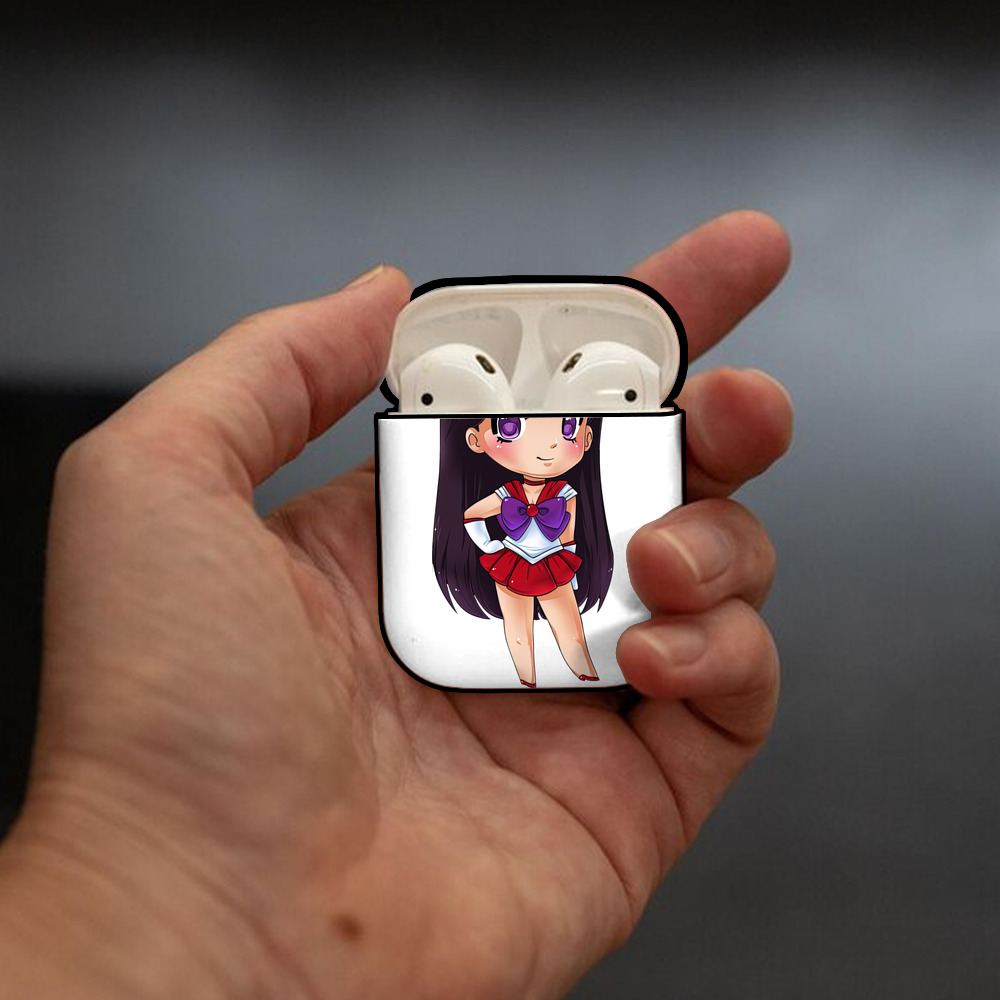 美少女戦士セーラームーン 火野レイ ひの レイ Sailor Moon Hino Rei （セーラーマーズ,Sailor Mars） AirPods 第2世代保護ケース ハードシェル ブラック 耐衝撃・防指紋・カラビナ付き