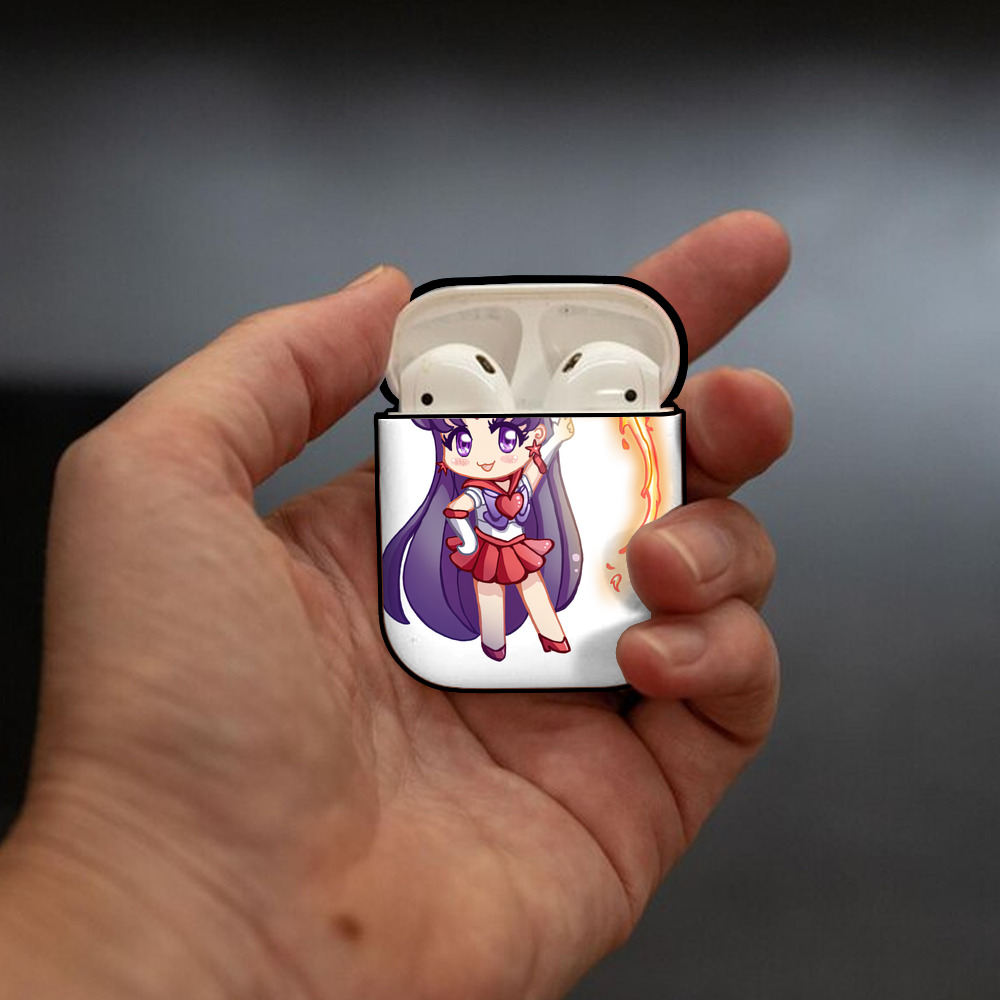 美少女戦士セーラームーン 火野レイ ひの レイ Sailor Moon Hino Rei （セーラーマーズ,Sailor Mars） AirPods 第2世代保護ケース ハードシェル ブラック 耐衝撃・防指紋・カラビナ付き