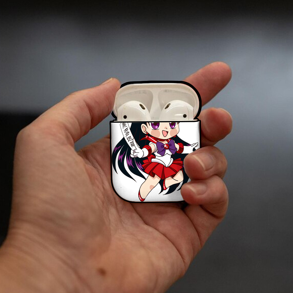 美少女戦士セーラームーン 火野レイ ひの レイ Sailor Moon Hino Rei （セーラーマーズ,Sailor Mars） AirPods 第2世代保護ケース ハードシェル ブラック 耐衝撃・防指紋・カラビナ付き