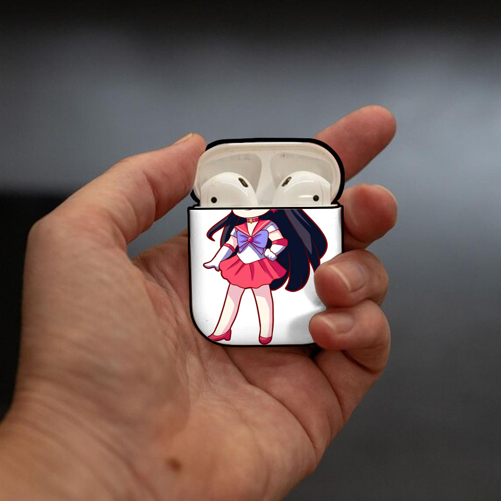 美少女戦士セーラームーン 火野レイ ひの レイ Sailor Moon Hino Rei （セーラーマーズ,Sailor Mars） AirPods 第2世代保護ケース ハードシェル ブラック 耐衝撃・防指紋・カラビナ付き