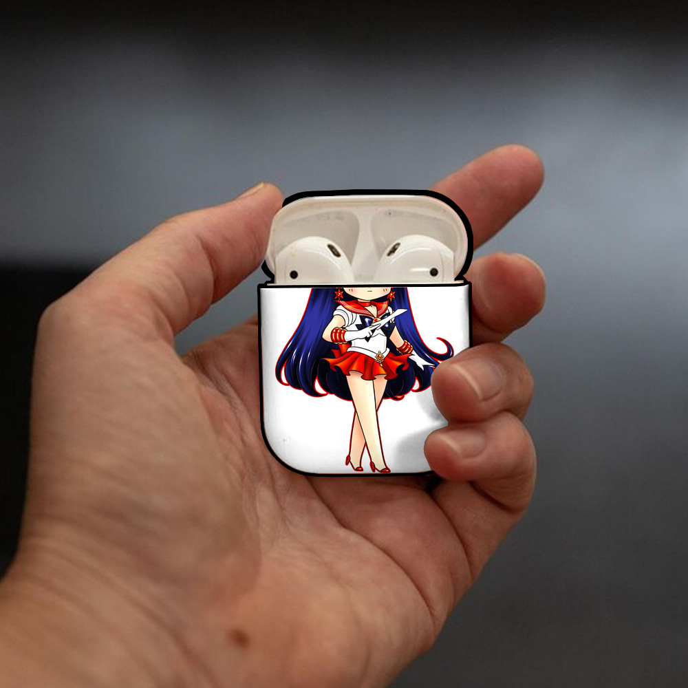 美少女戦士セーラームーン 火野レイ ひの レイ Sailor Moon Hino Rei （セーラーマーズ,Sailor Mars） AirPods 第2世代保護ケース ハードシェル ブラック 耐衝撃・防指紋・カラビナ付き