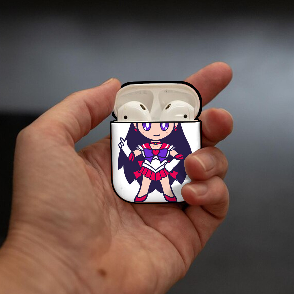 美少女戦士セーラームーン 火野レイ ひの レイ Sailor Moon Hino Rei （セーラーマーズ,Sailor Mars） AirPods 第2世代保護ケース ハードシェル ブラック 耐衝撃・防指紋・カラビナ付き