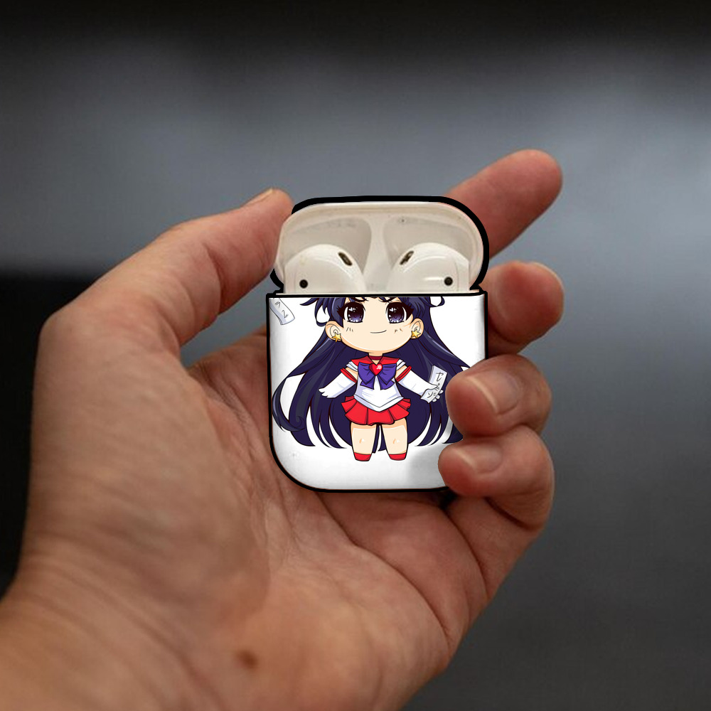 美少女戦士セーラームーン 火野レイ ひの レイ Sailor Moon Hino Rei （セーラーマーズ,Sailor Mars） AirPods 第2世代保護ケース ハードシェル ブラック 耐衝撃・防指紋・カラビナ付き