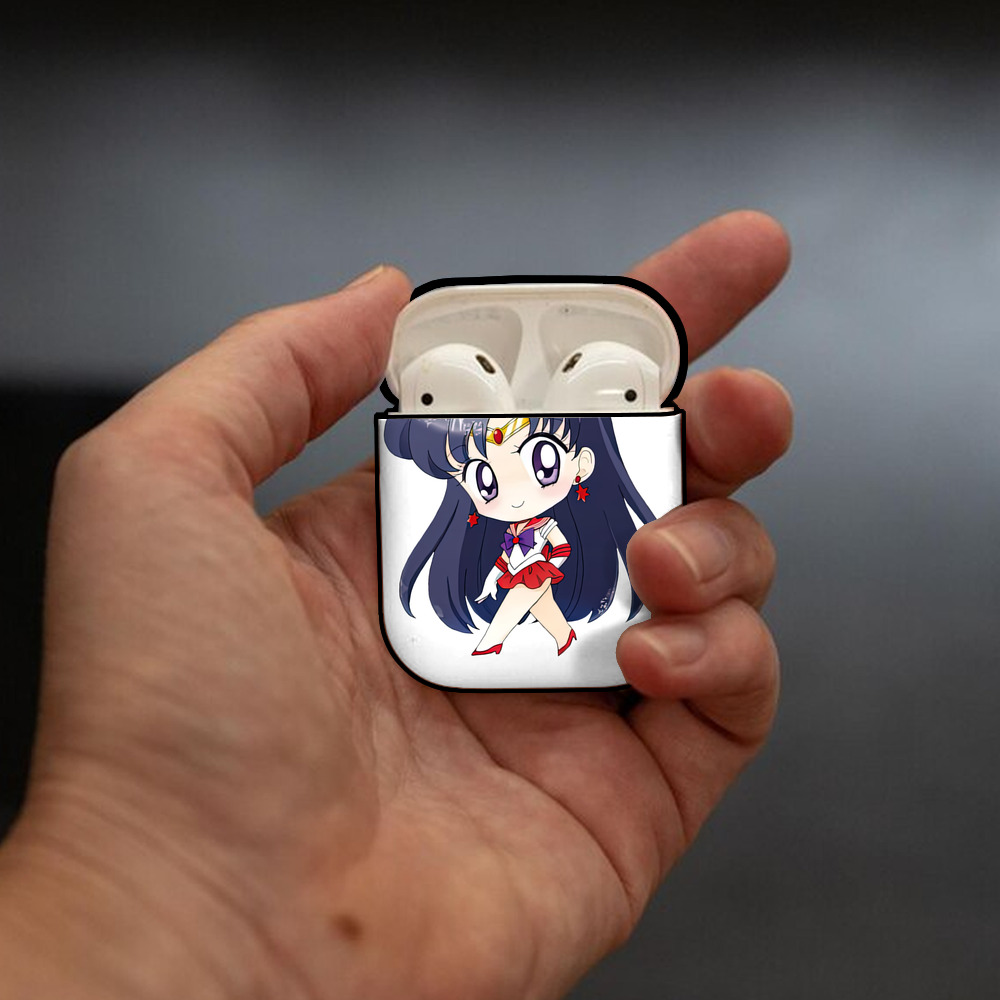 美少女戦士セーラームーン 火野レイ ひの レイ Sailor Moon Hino Rei （セーラーマーズ,Sailor Mars） AirPods 第2世代保護ケース ハードシェル ブラック 耐衝撃・防指紋・カラビナ付き