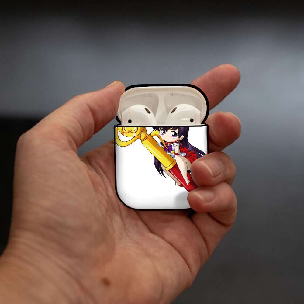 美少女戦士セーラームーン 火野レイ ひの レイ Sailor Moon Hino Rei （セーラーマーズ,Sailor Mars） AirPods 第2世代保護ケース ハードシェル ブラック 耐衝撃・防指紋・カラビナ付き