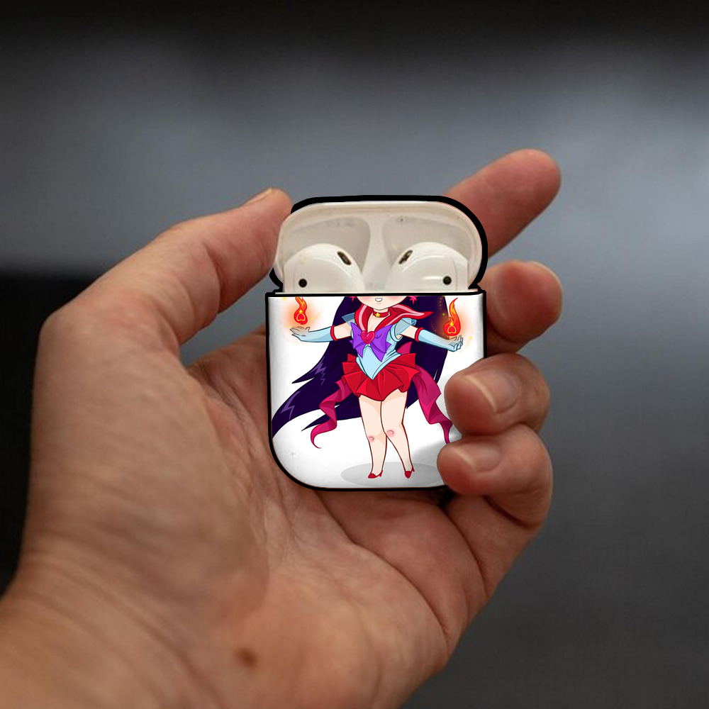 美少女戦士セーラームーン 火野レイ ひの レイ Sailor Moon Hino Rei （セーラーマーズ,Sailor Mars） AirPods 第2世代保護ケース ハードシェル ブラック 耐衝撃・防指紋・カラビナ付き