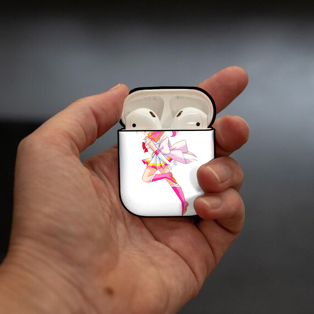 美少女戦士セーラームーン ちびうさ Sailor Moon Chibiusa Tsukino Usagi Small Lady Serenity AirPods 第2世代保護ケース ハードシェル ブラック 耐衝撃・防指紋・カラビナ付き
