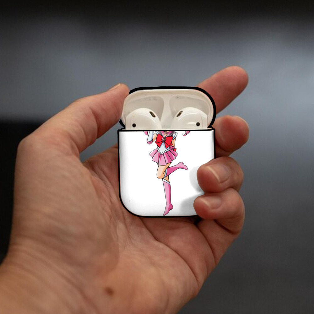 美少女戦士セーラームーン ちびうさ Sailor Moon Chibiusa Tsukino Usagi Small Lady Serenity AirPods 第2世代保護ケース ハードシェル ブラック 耐衝撃・防指紋・カラビナ付き